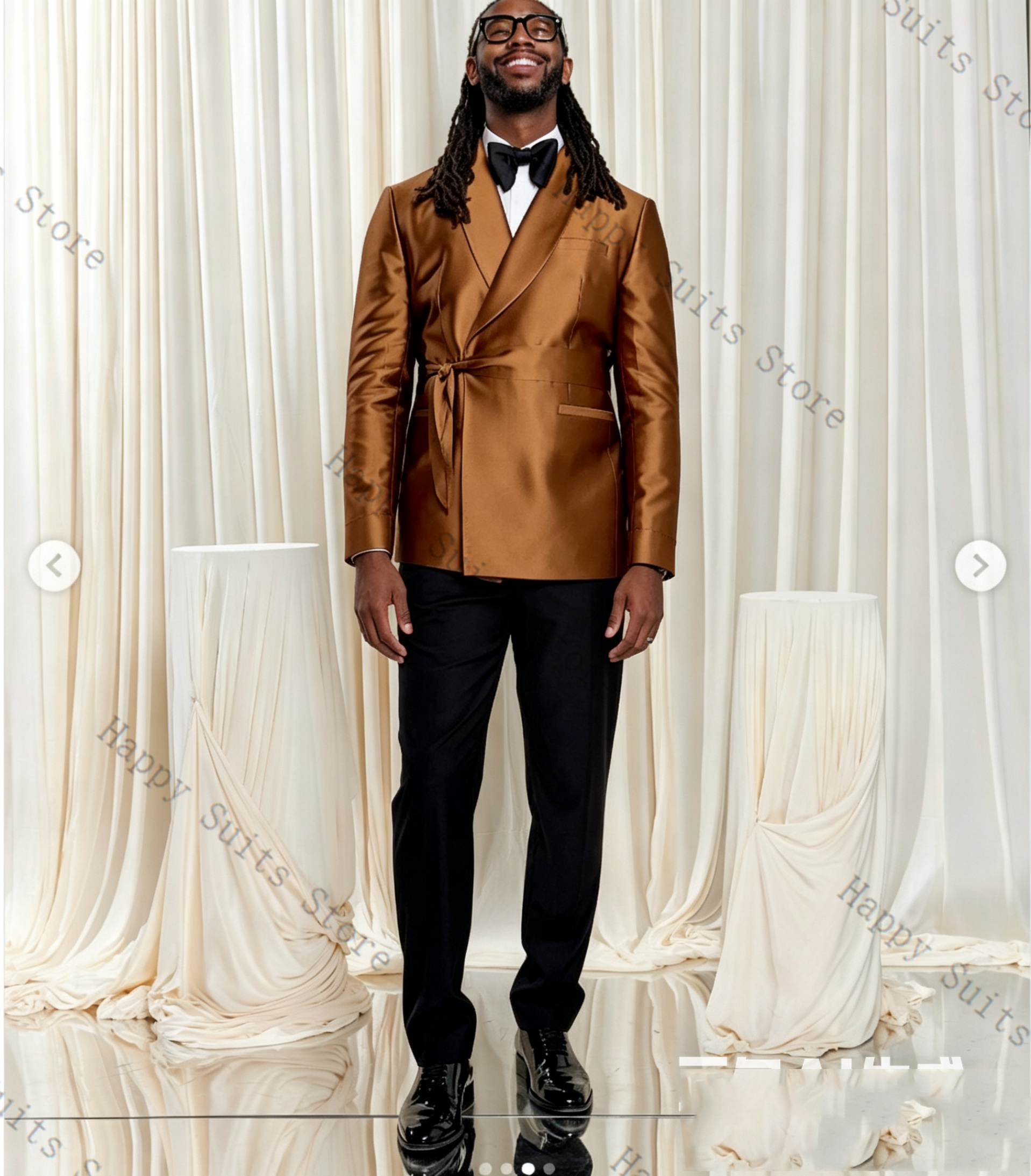 Formal Wear Jersey For Men - Brown Satin Men Suit Set 2