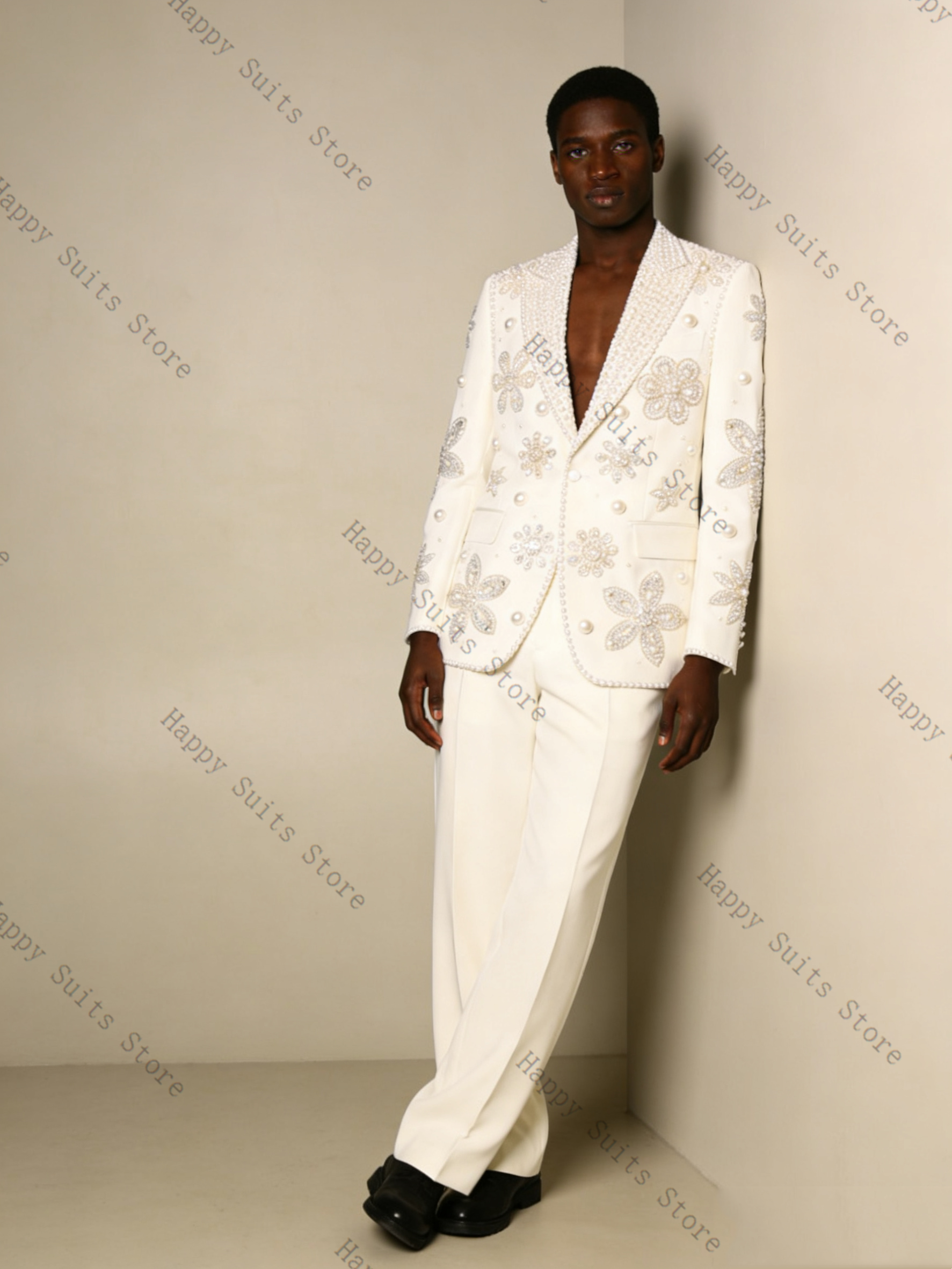 Formal Wear Jersey For Men - Men Suit Set 2 Pcs Groom