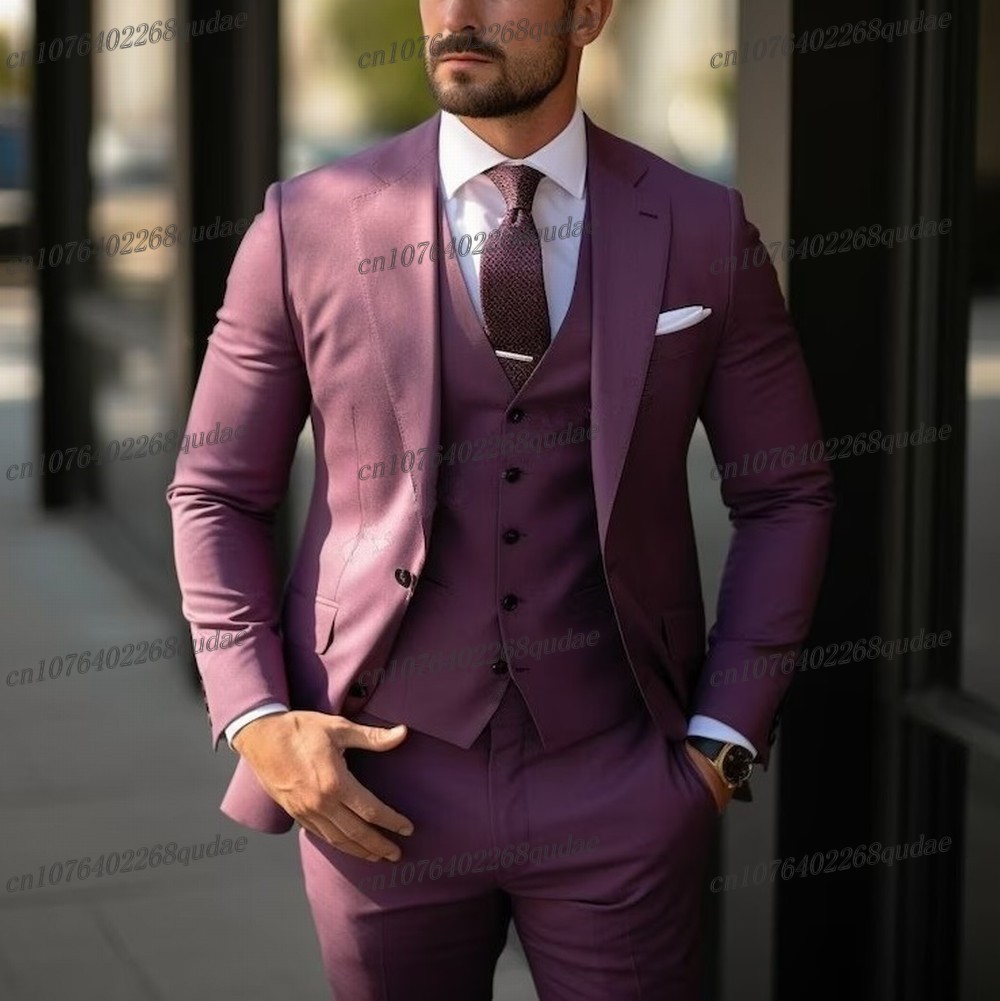 Formal Wear Jersey For Men - Purple Formal Occasion Men Suit Wedding
