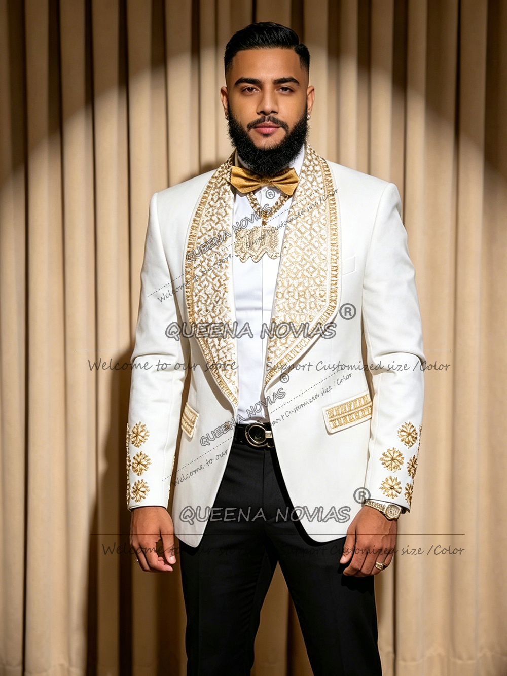 Formal Wear Jersey For Men - Exclusive Wedding Tuxedo For Man Gold