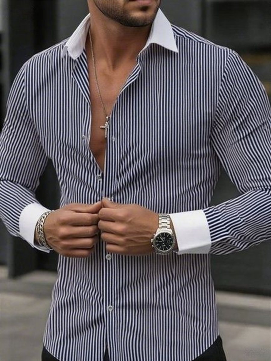 Men's slim-fit striped lapel l - Men Formal Wear Shop avaliação e preço