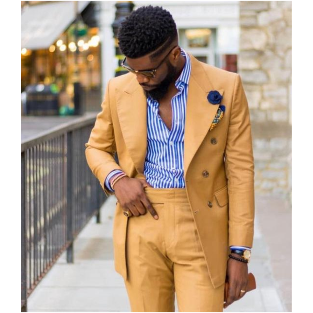 Yellow Men Suits Wide Peaked L - Formal Wear For Men Yellow avaliação e preço