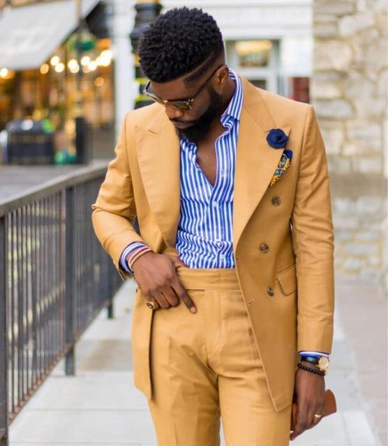 Yellow Men Suits Wide Peaked L - Formal Wear For Men Yellow avaliação e preço