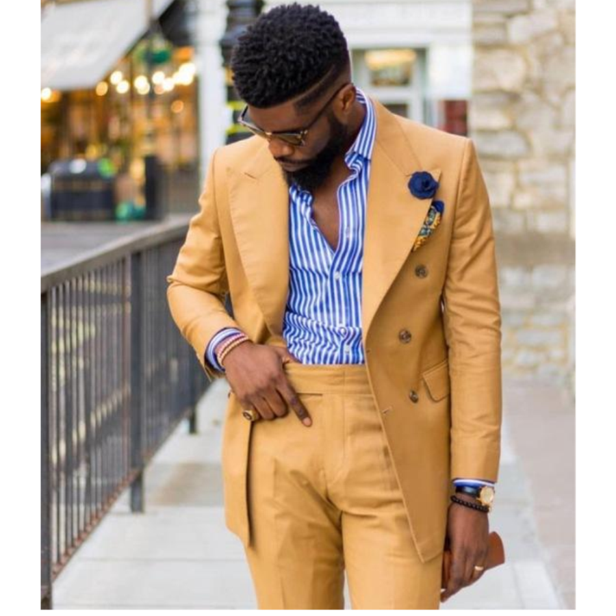 Yellow Men Suits Wide Peaked L - Formal Wear For Men Yellow avaliação e preço