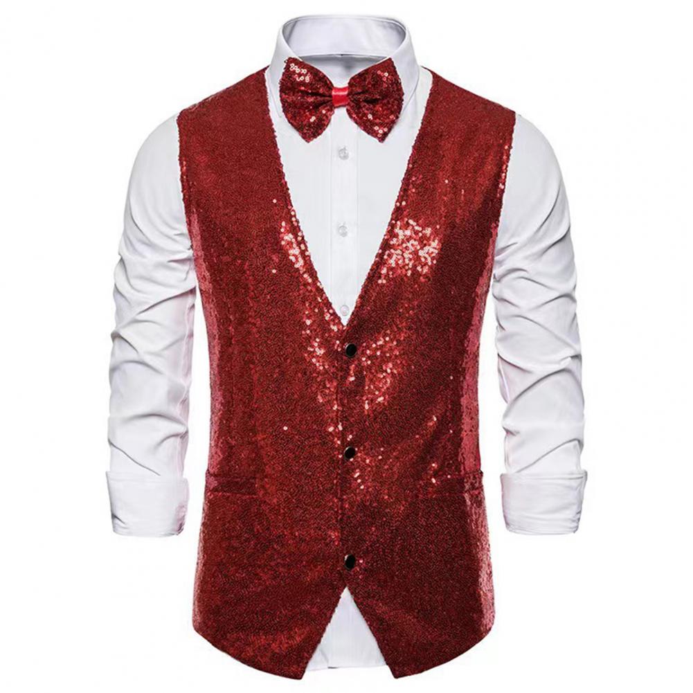 Men Sequin Waistcoat Sleeveles - Formal Vest Waistcoat avaliação e preço