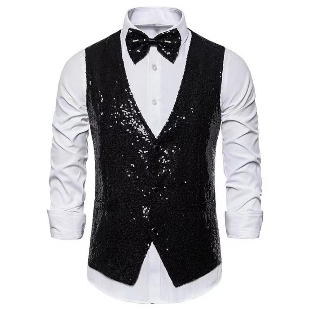 Men Sequin Waistcoat Sleeveles - Formal Vest Waistcoat avaliação e preço