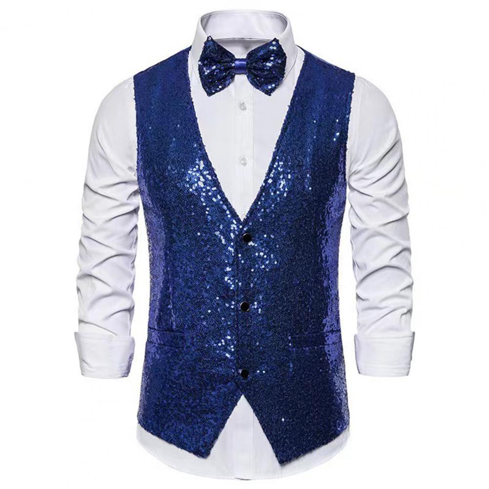 Men Sequin Waistcoat Sleeveles - Formal Vest Waistcoat avaliação e preço