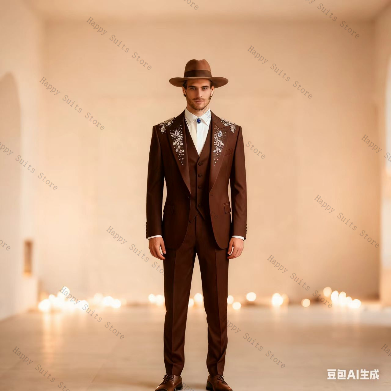 Blue Crystals Men Suit Set 3 P - Formal Wear Jersey For Men avaliação e preço