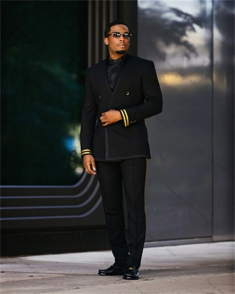 Black Men Suit Set 2 Piece Bla - Formal Wear For Men Yellow avaliação e preço