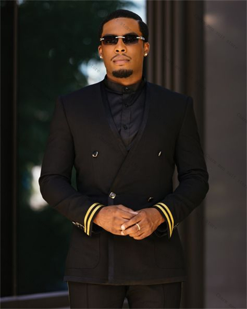 Black Men Suit Set 2 Piece Bla - Formal Wear For Men Yellow avaliação e preço