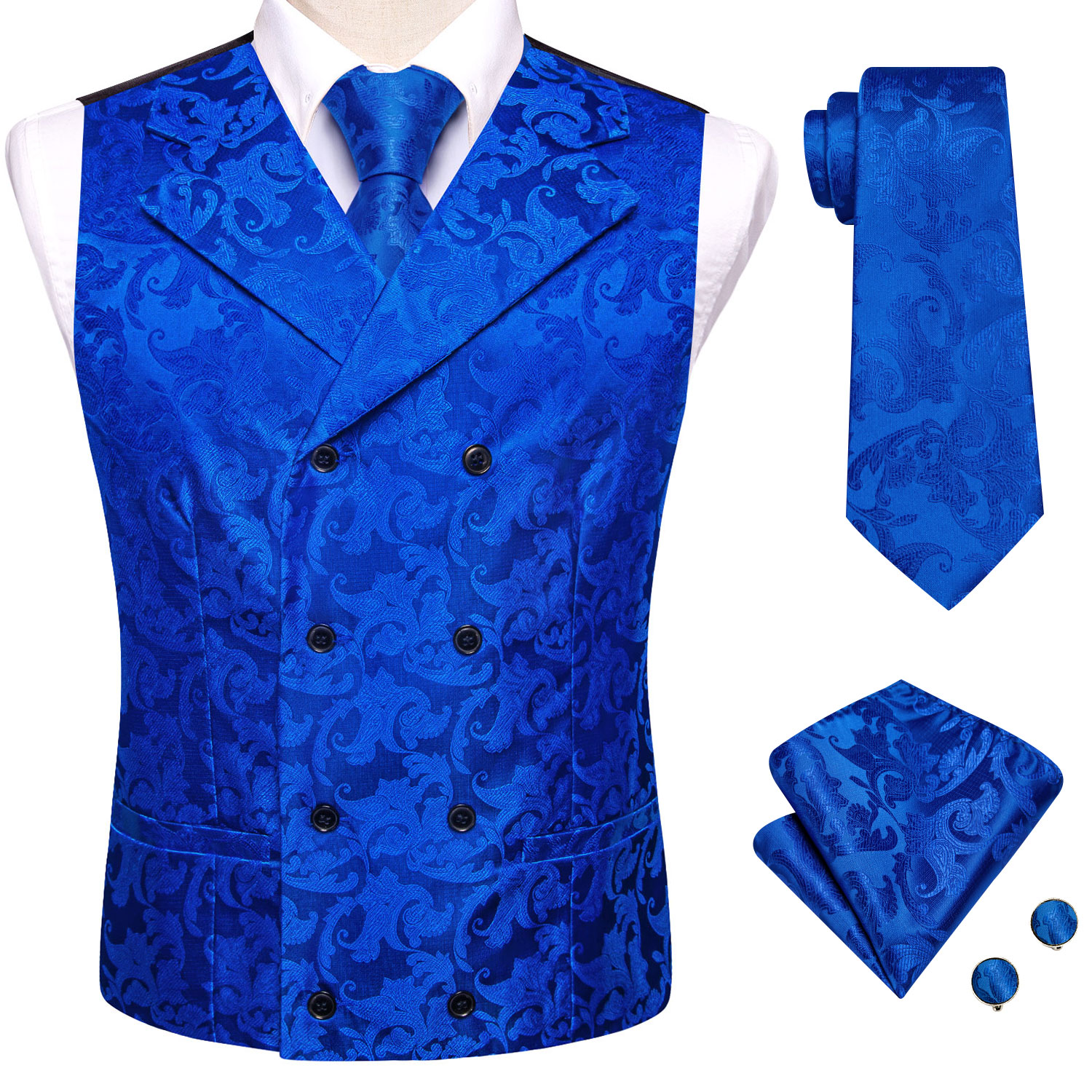 Mens Double Breasted Half Notc - Formal Vest Waistcoat avaliação e preço