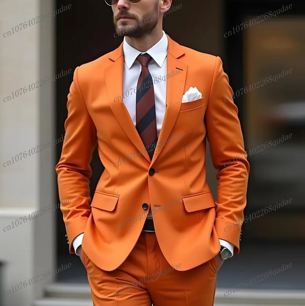 New Orange Men Suit Formal Occ - Formal Wear Jersey For Men avaliação e preço