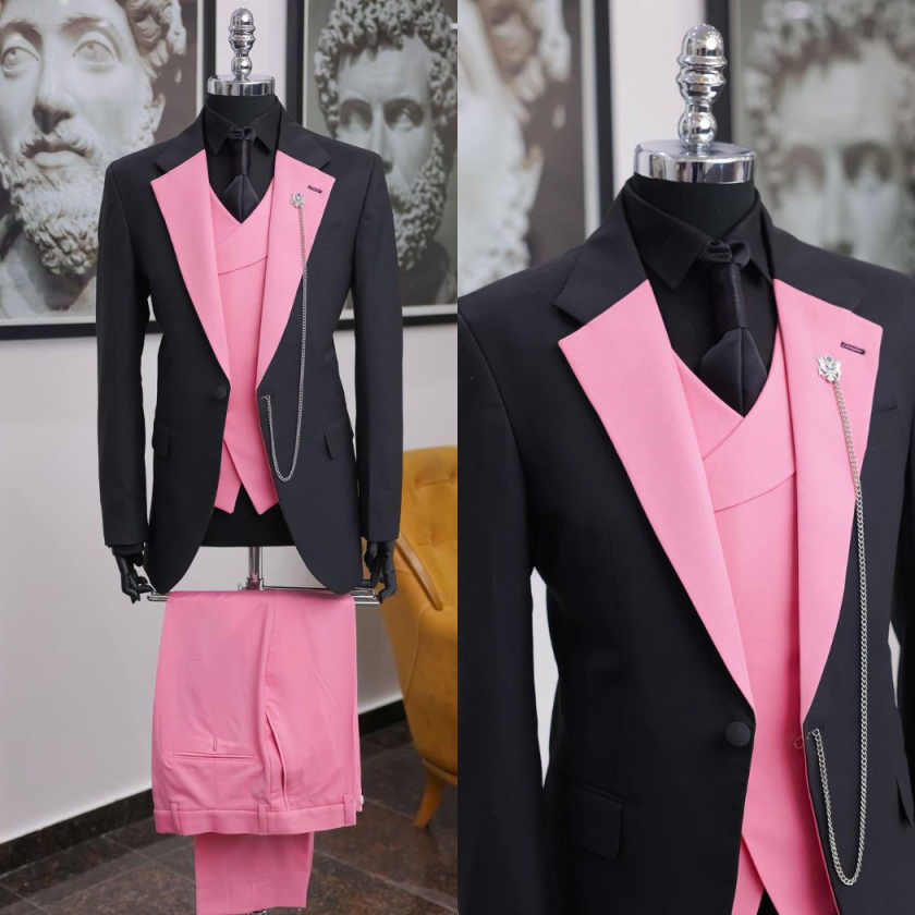 Luxury Black Pink Men Tuxedo S - Men Formal Wear Shop avaliação e preço