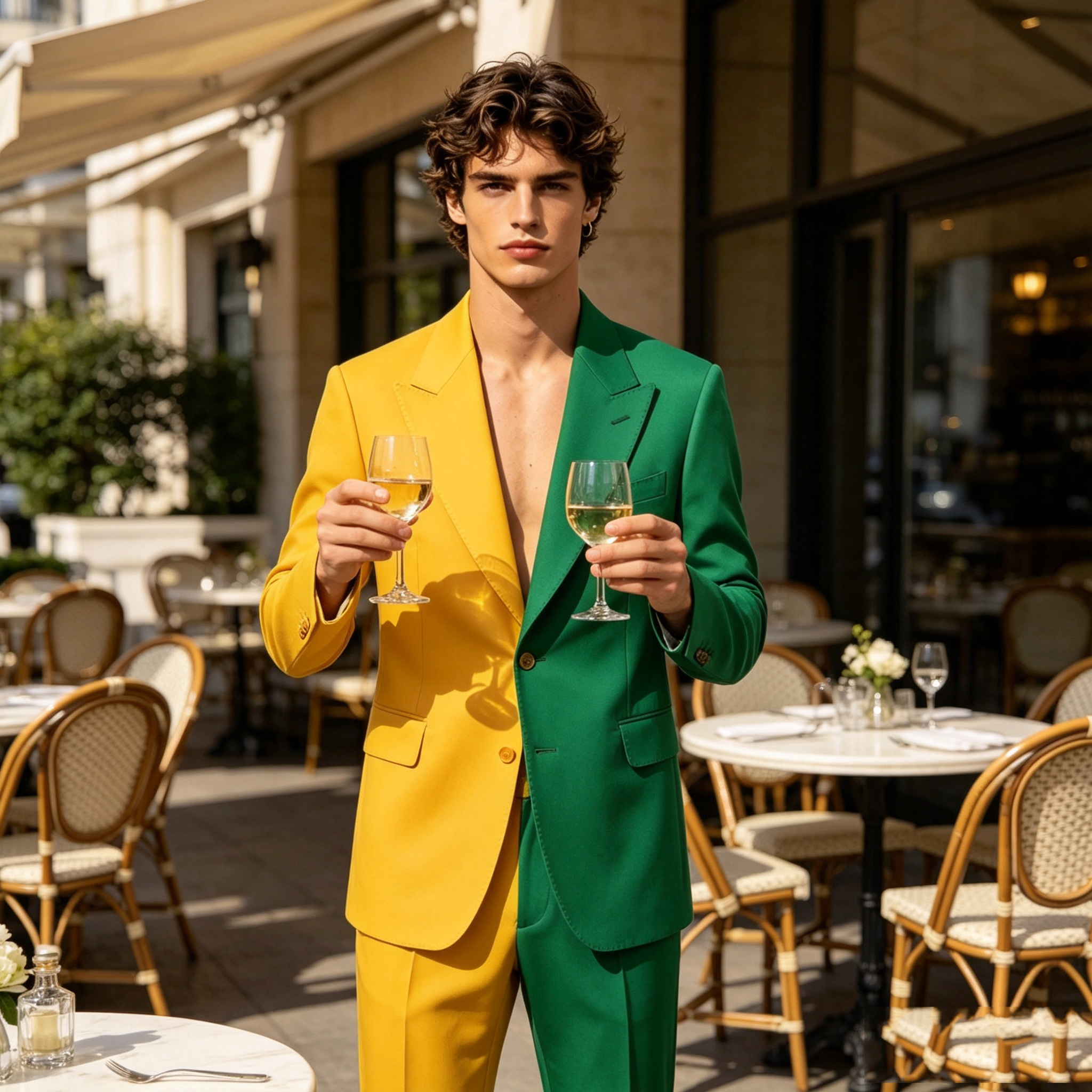 Splicing Colors Men Suit Set 2 - Formal Wear For Men Yellow avaliação e preço