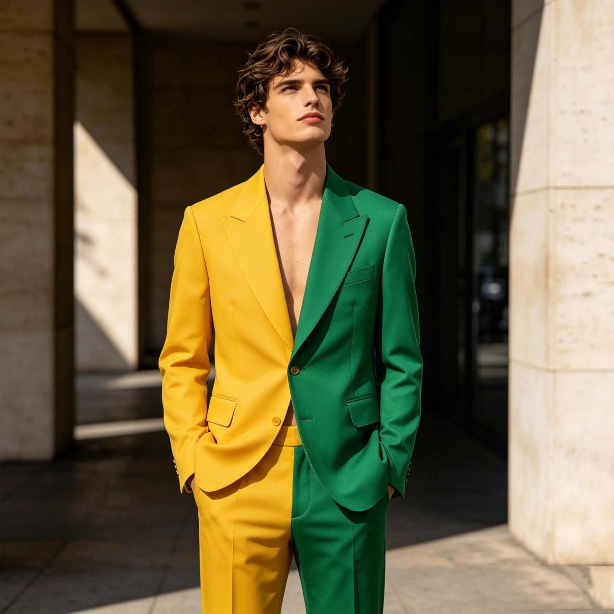 Splicing Colors Men Suit Set 2 - Formal Wear For Men Yellow avaliação e preço