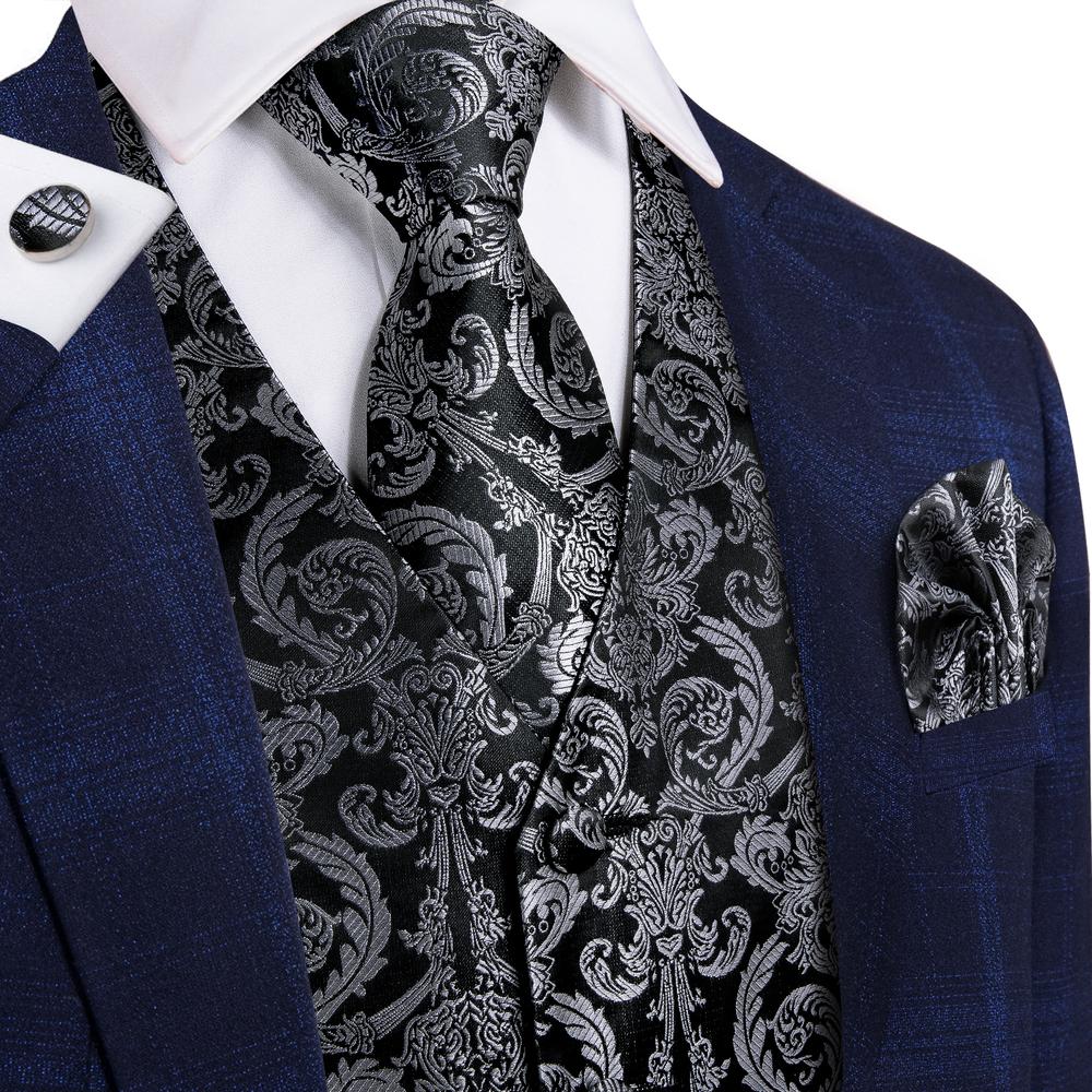 Hi-Tie Black Luxury Paisley Me - Formal Vest Waistcoat avaliação e preço