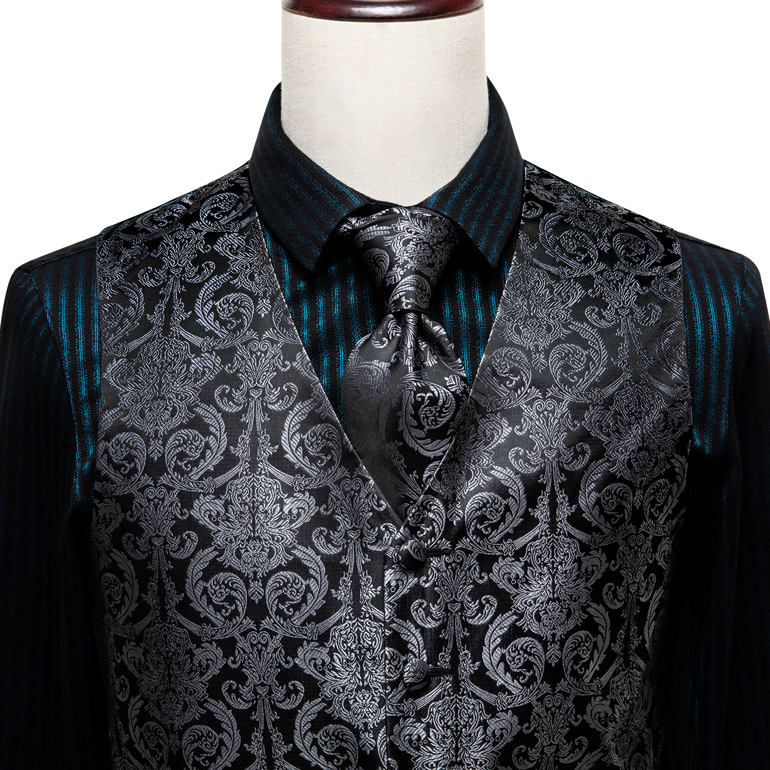 Hi-Tie Black Luxury Paisley Me - Formal Vest Waistcoat avaliação e preço