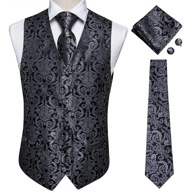 Hi-Tie Black Luxury Paisley Me - Formal Vest Waistcoat avaliação e preço