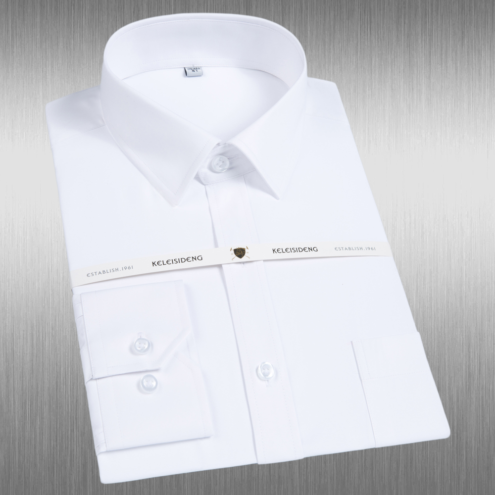 White Solid Color Men's Long S - Men Formal Wear Shirts avaliação e preço