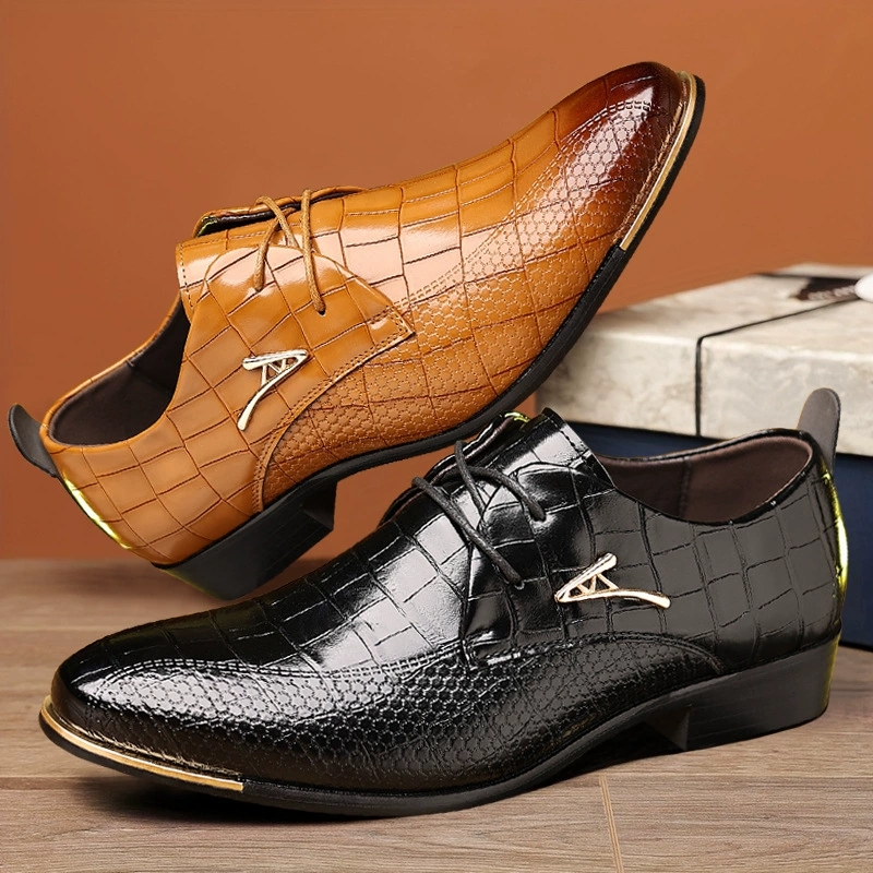 Fashion PU Leather Shoes Men B - Young Men Formal Wear avaliação e preço
