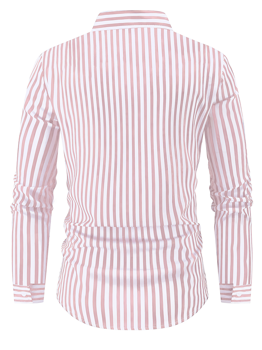 Men's long sleeved striped shi - Men Formal Wear Shirts avaliação e preço