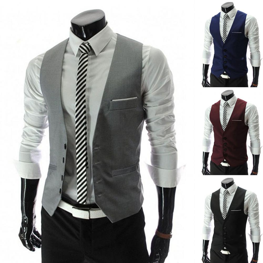 Men Vest Single Breasted Suit  - Formal Vest Waistcoat avaliação e preço