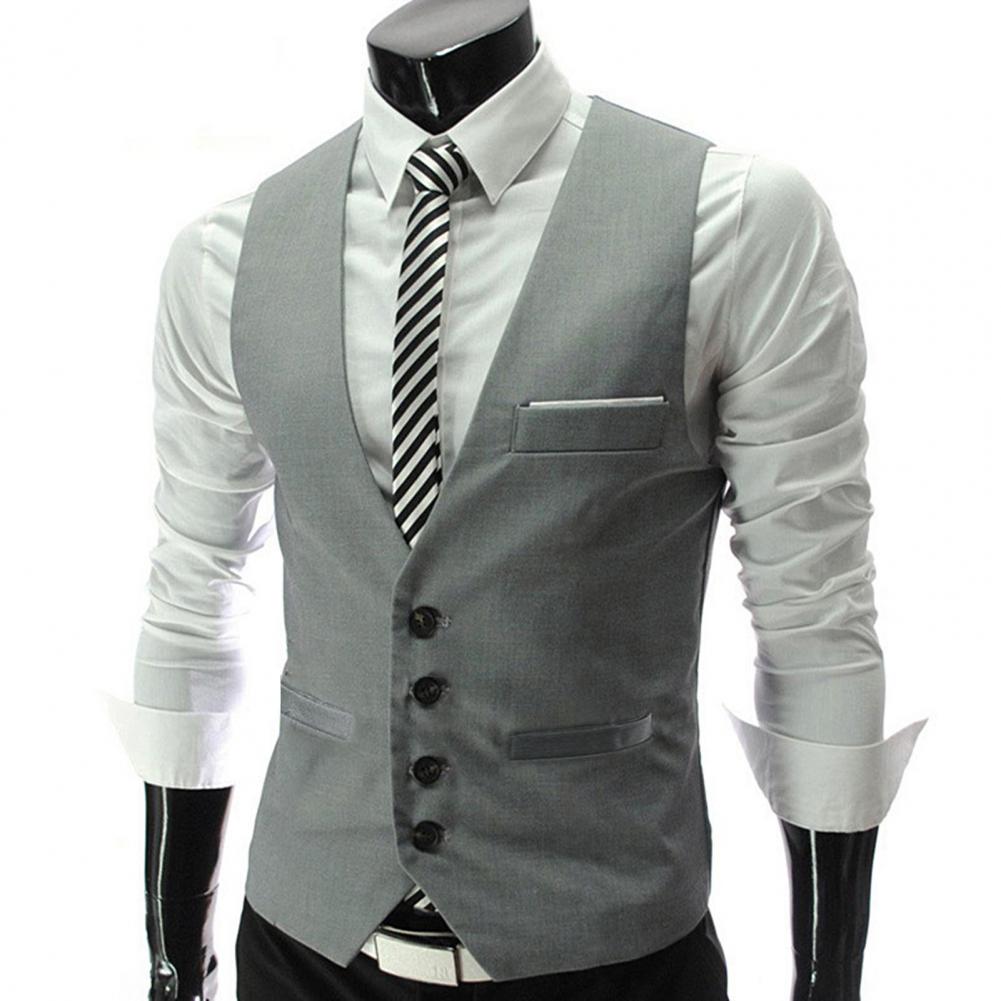 Men Vest Single Breasted Suit  - Formal Vest Waistcoat avaliação e preço