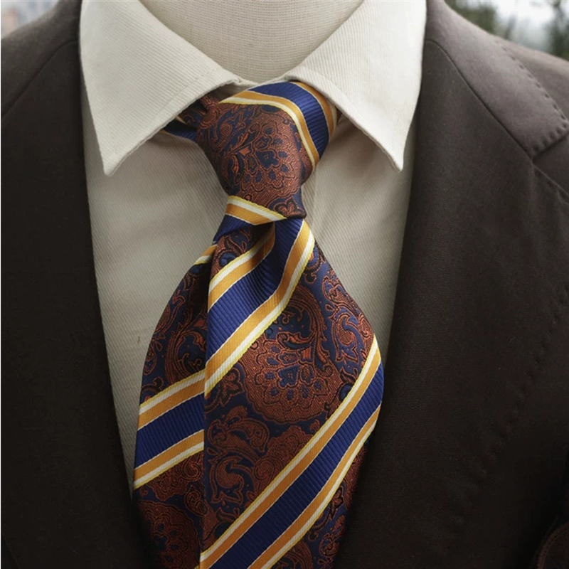 New Trendy Navy Brown Neckties - Men Formal Wear Shirts avaliação e preço