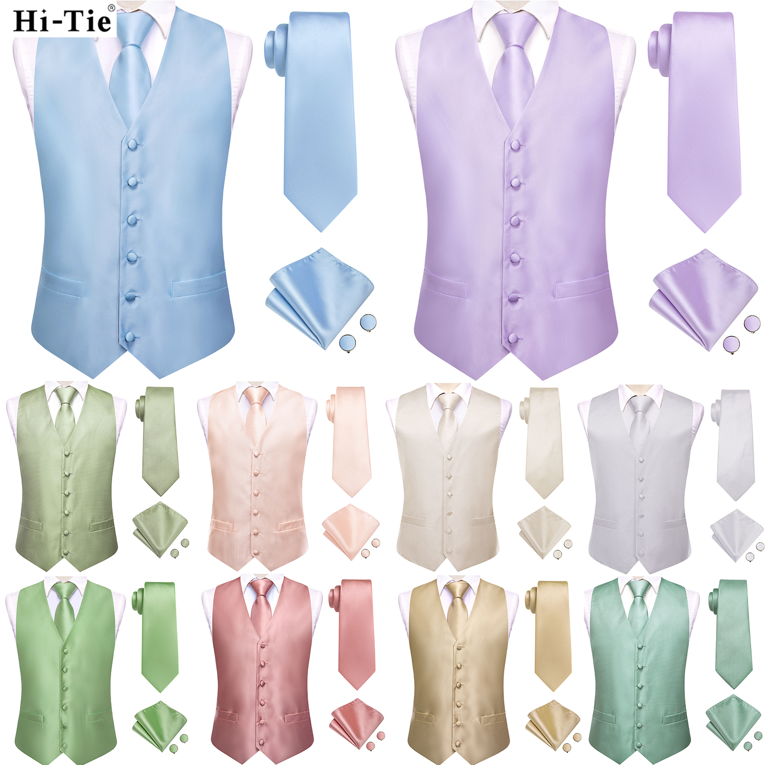 Hi-Tie Solid Voilet Lilac Mens - Formal Vest Waistcoat avaliação e preço