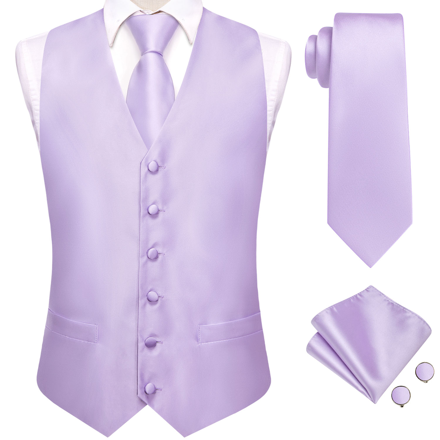 Hi-Tie Solid Voilet Lilac Mens - Formal Vest Waistcoat avaliação e preço