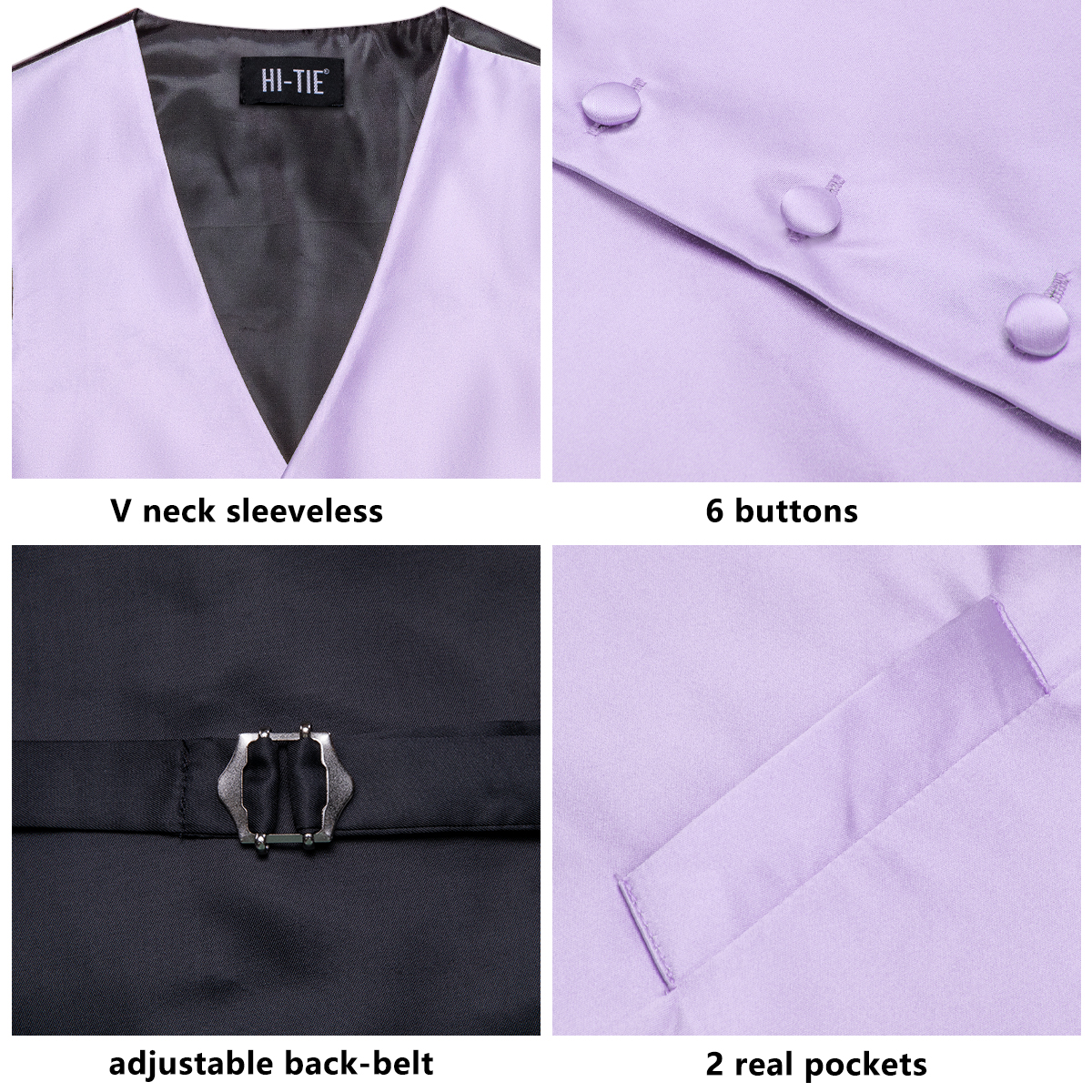 Hi-Tie Solid Voilet Lilac Mens - Formal Vest Waistcoat avaliação e preço