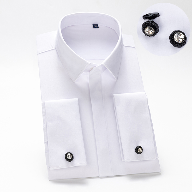 Men's French cufflinks shirt,  - Men Formal Wear Shirts avaliação e preço