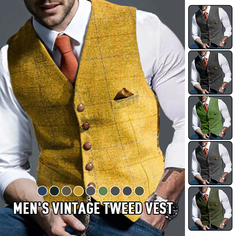 Fashion Men's Vests Lapel Twee - Formal Vest Waistcoat avaliação e preço