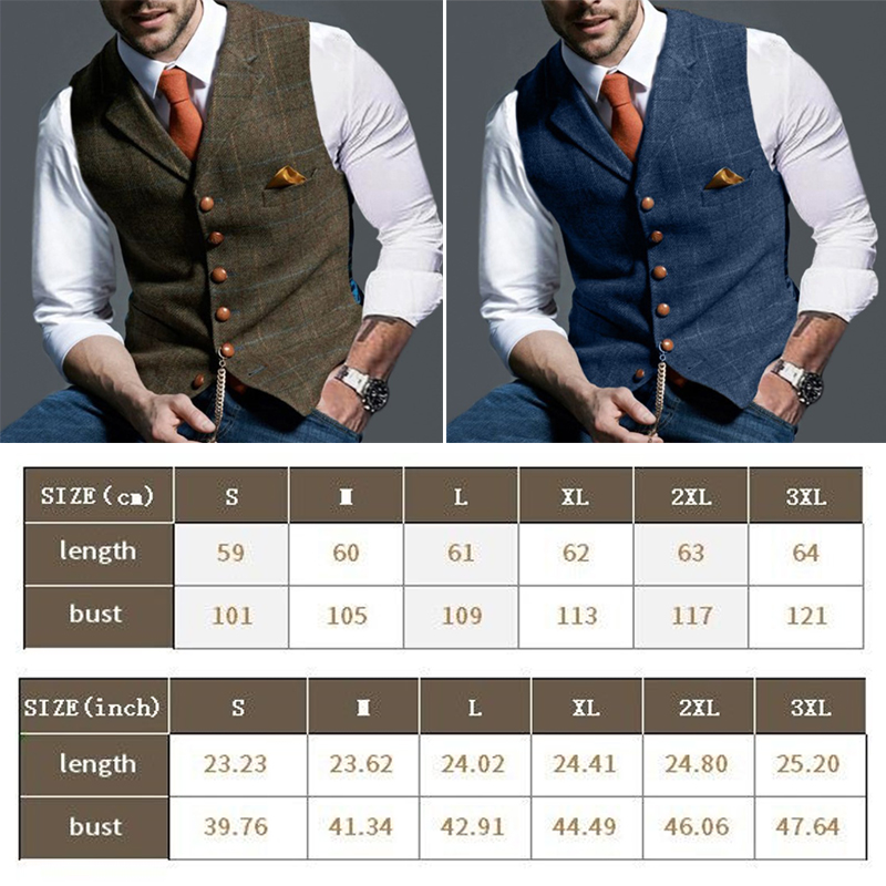 Fashion Men's Vests Lapel Twee - Formal Vest Waistcoat avaliação e preço