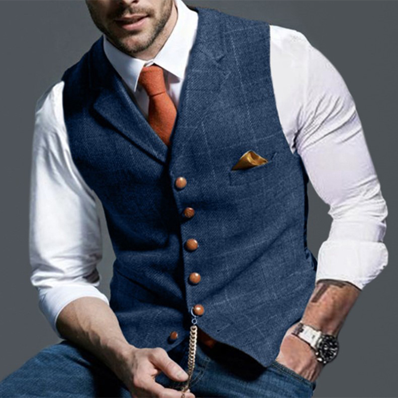 Fashion Men's Vests Lapel Twee - Formal Vest Waistcoat avaliação e preço