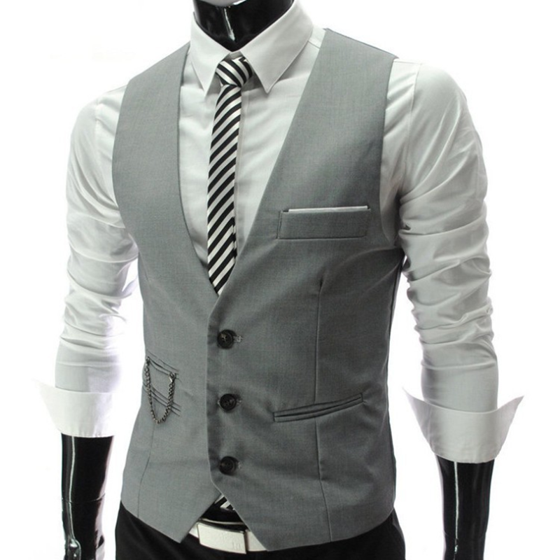 2025 New Grey Dress Vests Slim - Formal Vest Waistcoat avaliação e preço