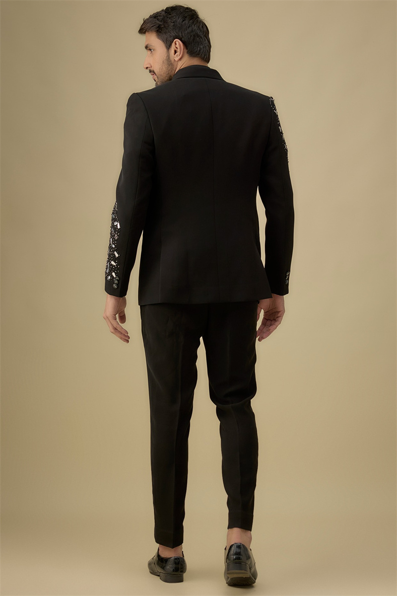 Crystals Black Men Suit Set 2  - Formal Wear Jersey For Men avaliação e preço