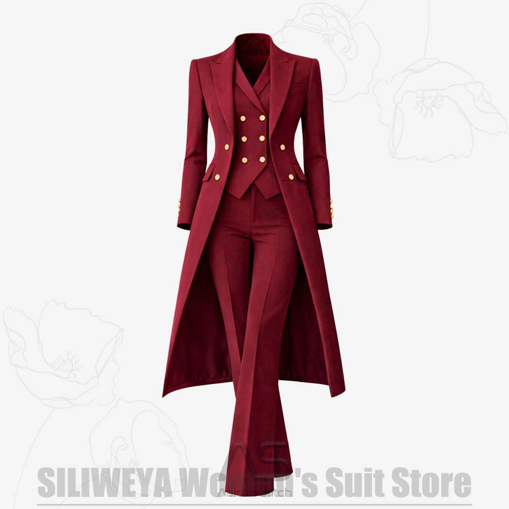 Women's Suit 3 Piece Double Br - Formal Vest Waistcoat avaliação e preço