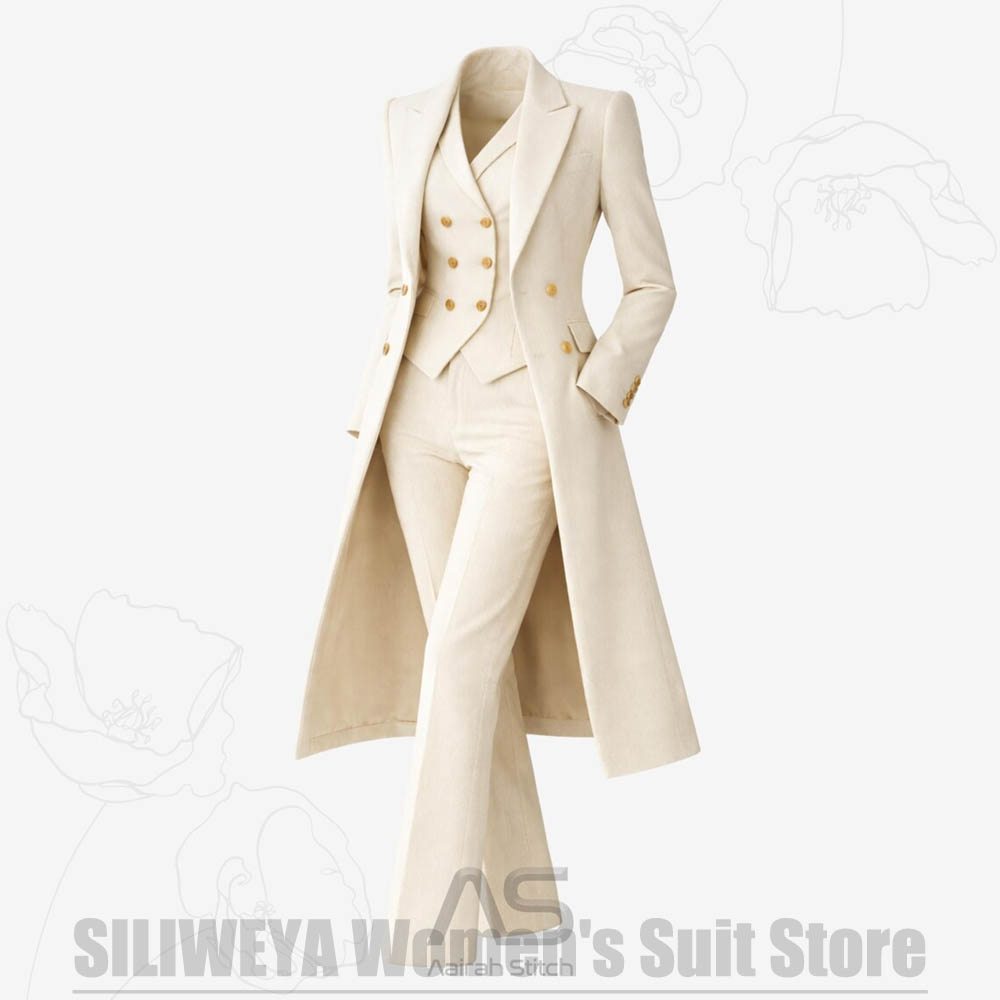 Women's Suit 3 Piece Double Br - Formal Vest Waistcoat avaliação e preço