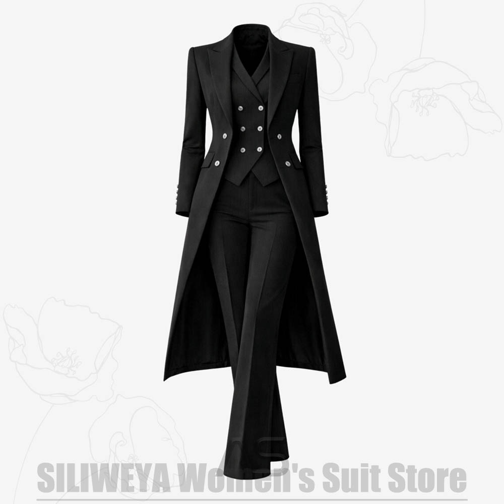 Women's Suit 3 Piece Double Br - Formal Vest Waistcoat avaliação e preço