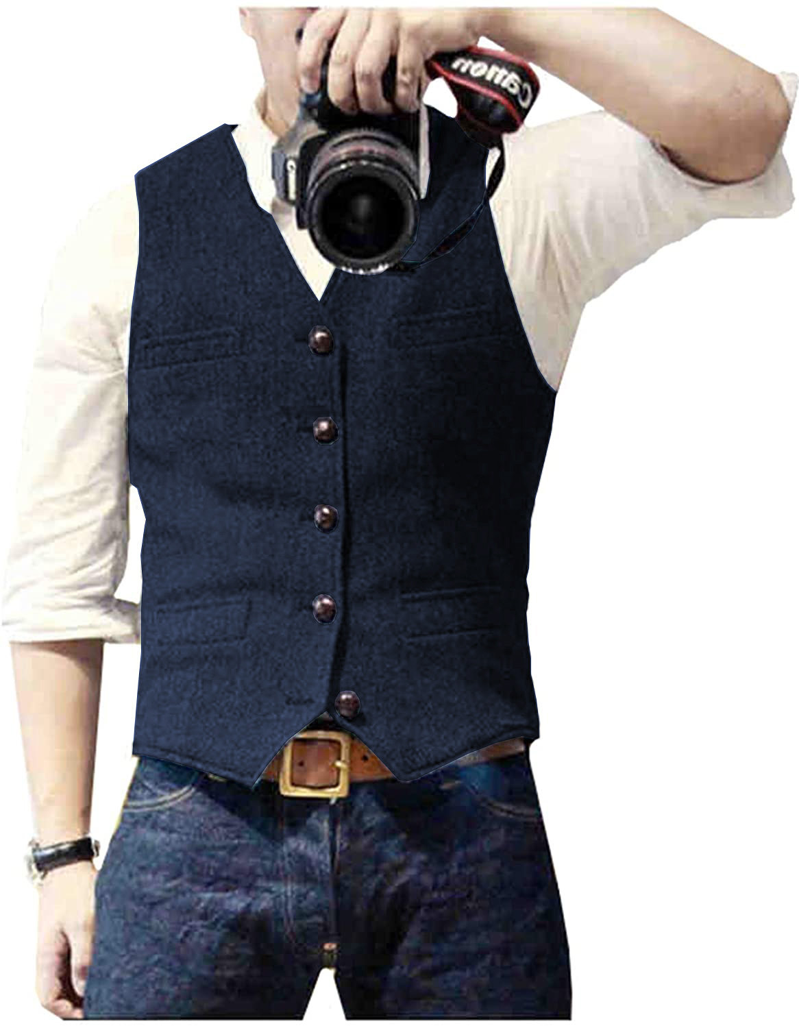 Men's Suit Vest V Neck Wool He - Formal Vest Waistcoat avaliação e preço
