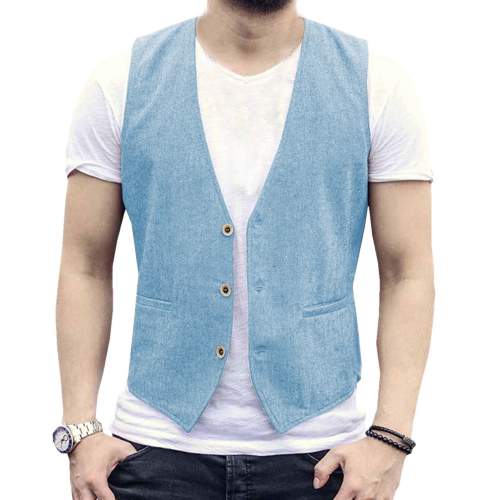V Neck Men's Linen Vest Single - Formal Vest Waistcoat avaliação e preço