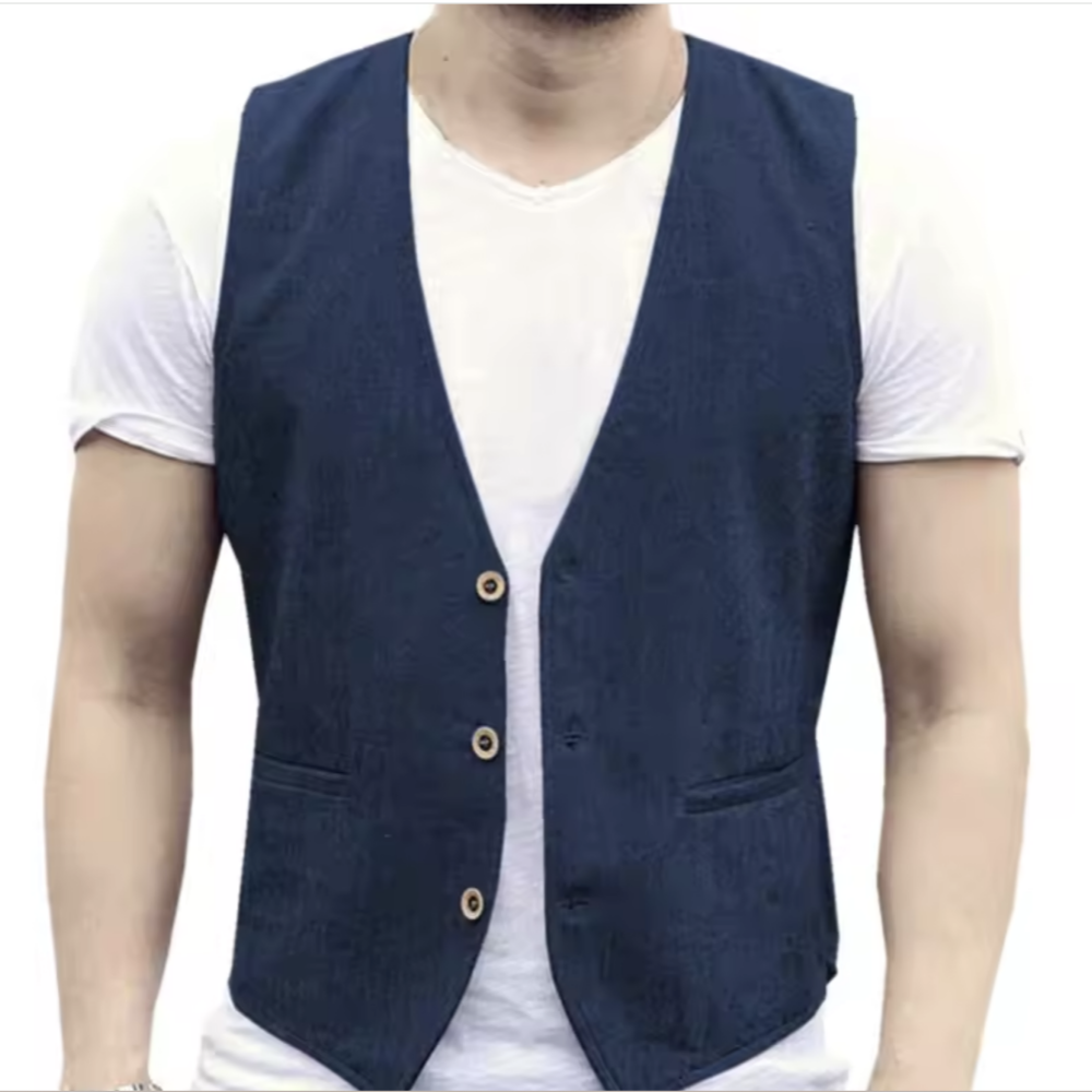 V Neck Men's Linen Vest Single - Formal Vest Waistcoat avaliação e preço