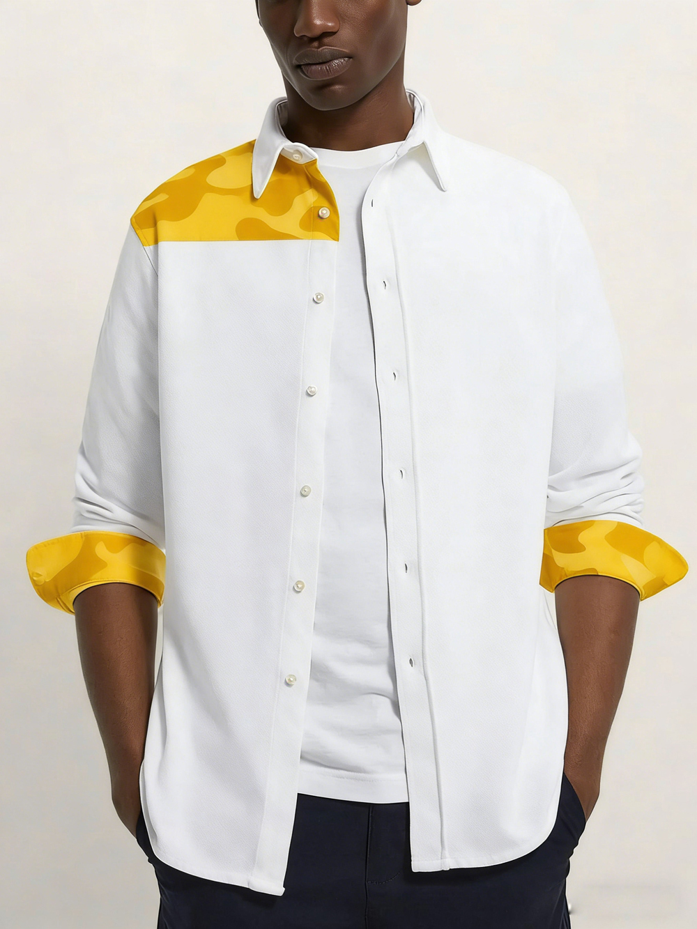 Men's Simple Fashion Long Slee - Large Men Formal Wear avaliação e preço