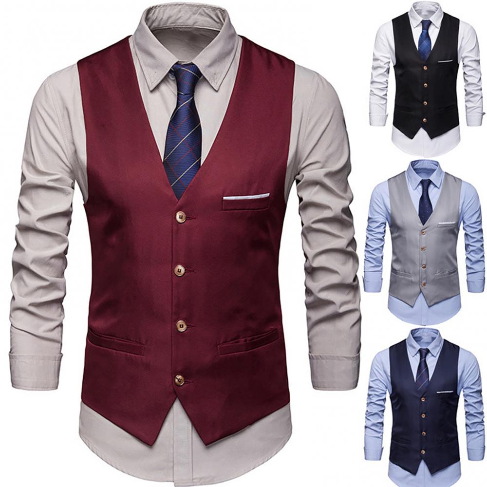 Dress Vests For Men Slim Fits  - Formal Vest Waistcoat avaliação e preço