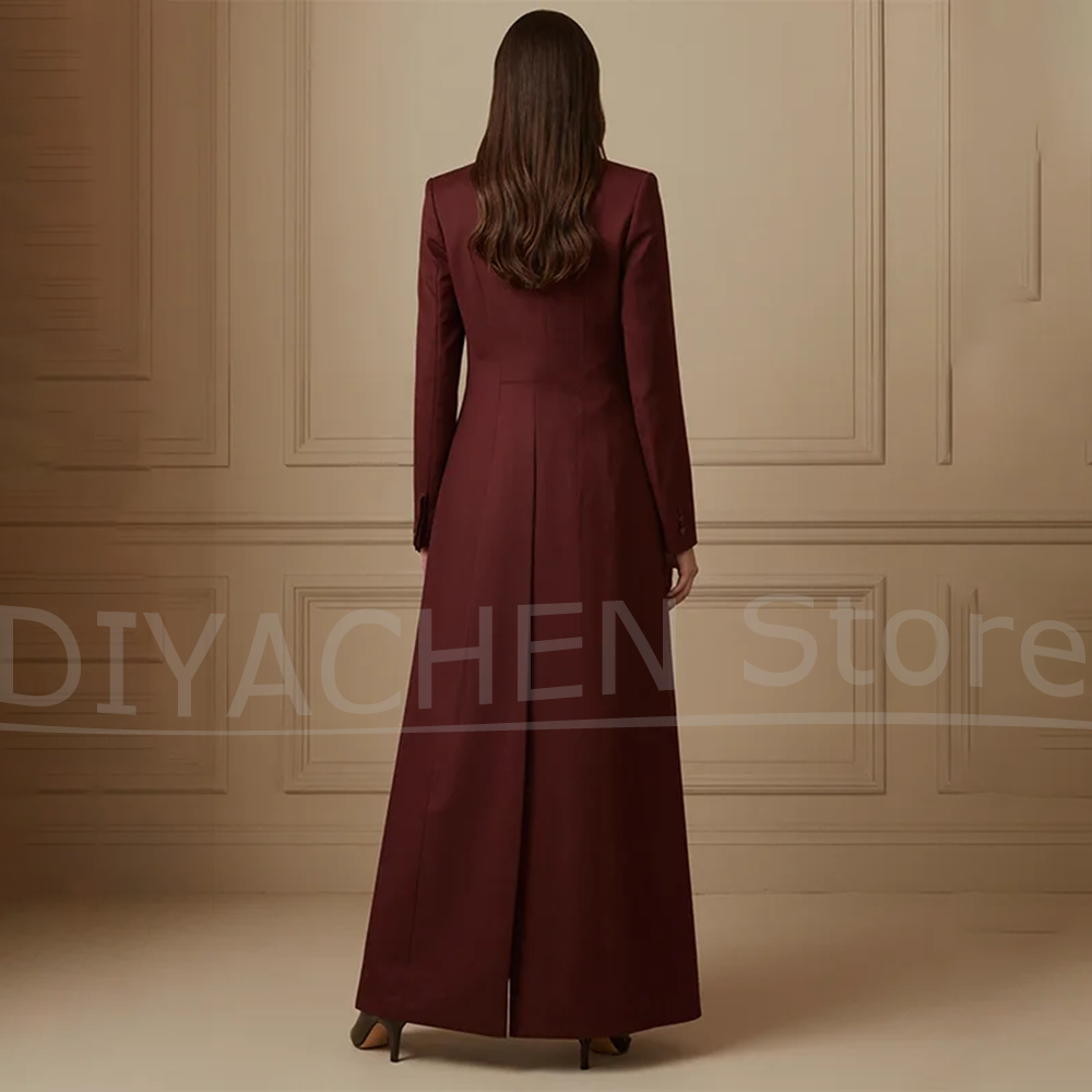 Women's Suit Set Burgundy Long - Formal Vest Waistcoat avaliação e preço