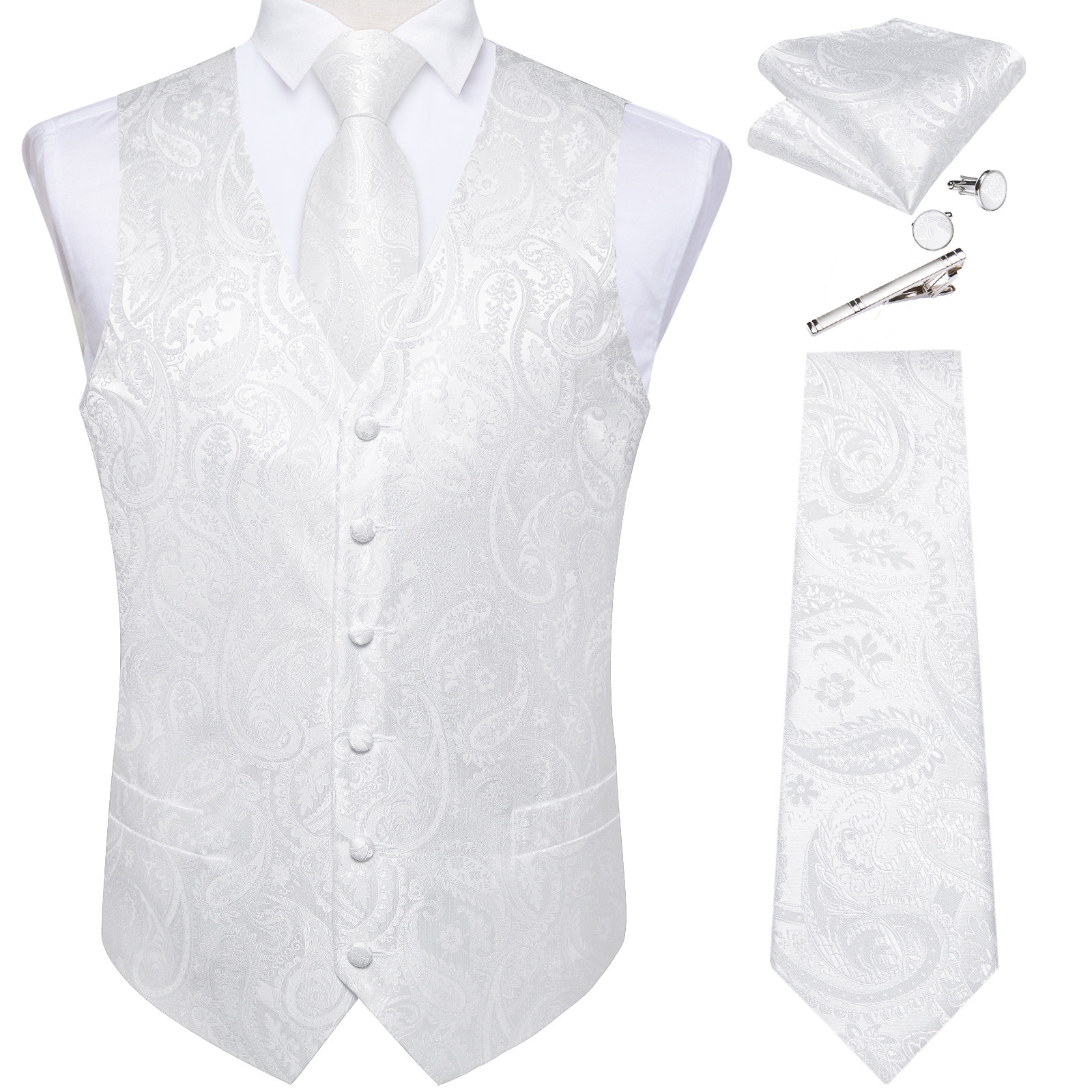Pure White Wedding Vest for Ma - Formal Vest Waistcoat avaliação e preço
