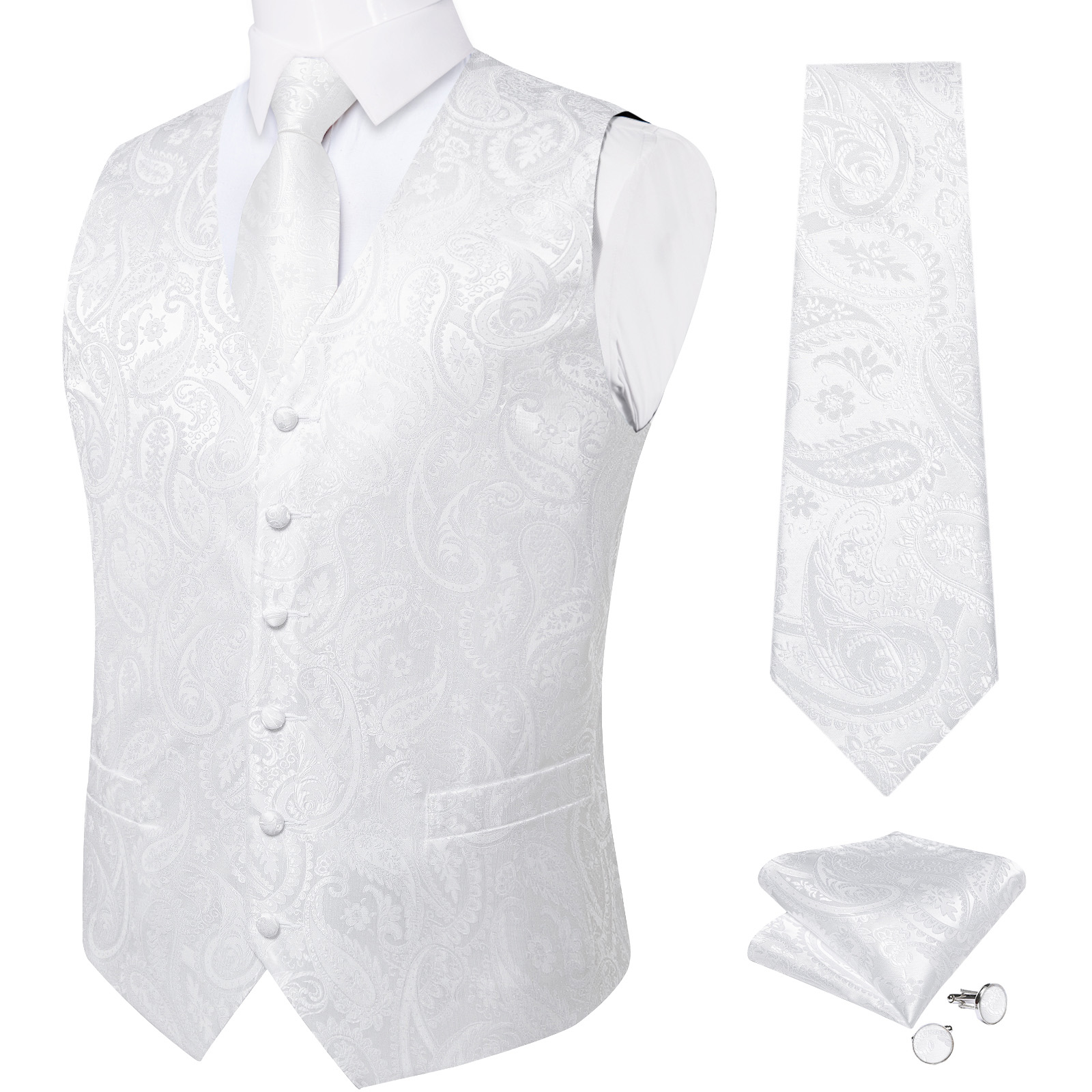Pure White Wedding Vest for Ma - Formal Vest Waistcoat avaliação e preço