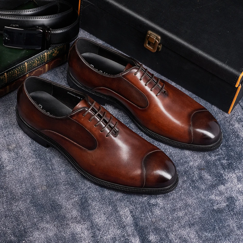 Men's Genuine Cow Leather Oxfo - Young Men Formal Wear avaliação e preço
