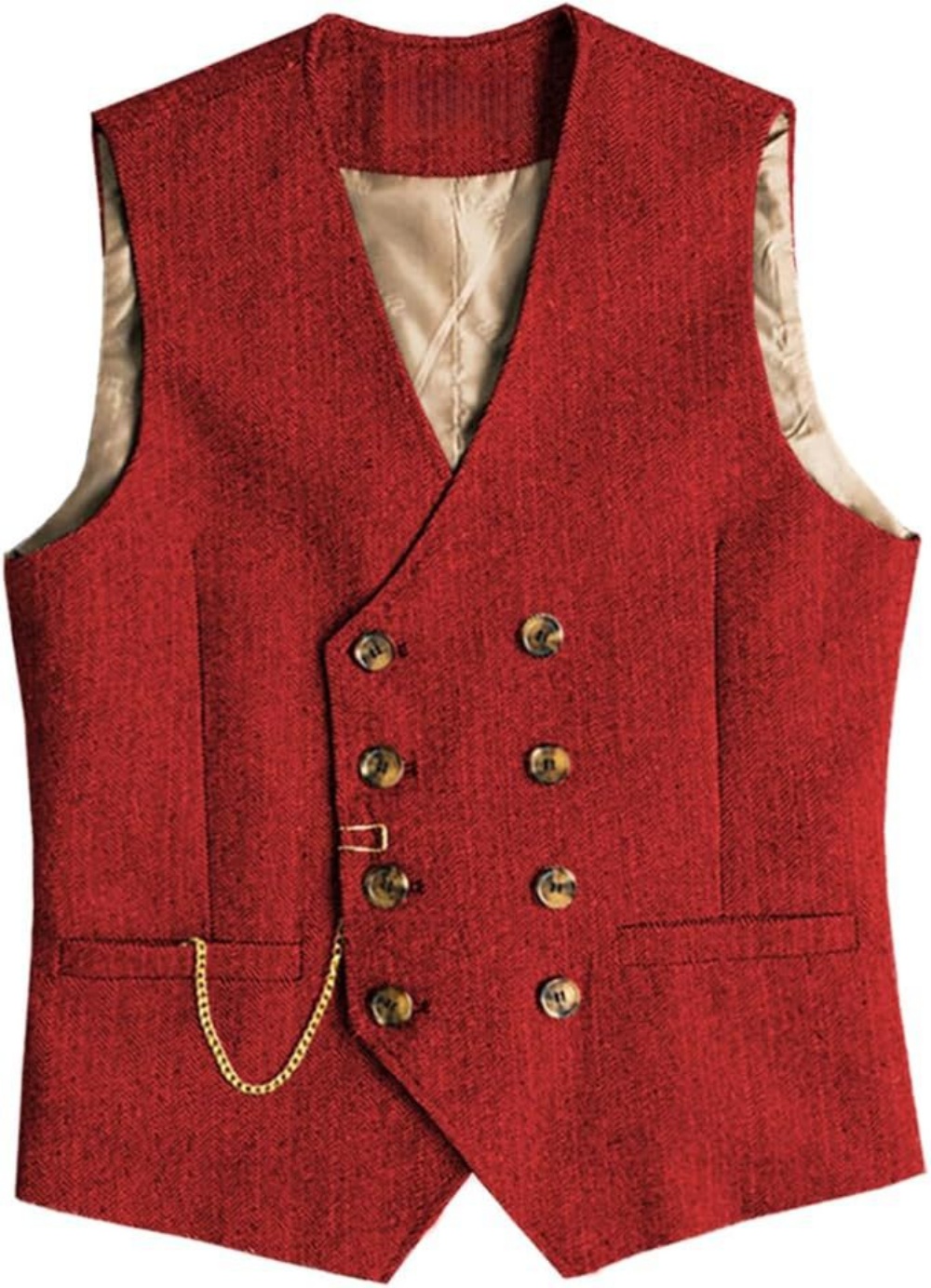 V Neck Men's Vest Herringbone  - Formal Vest Waistcoat avaliação e preço